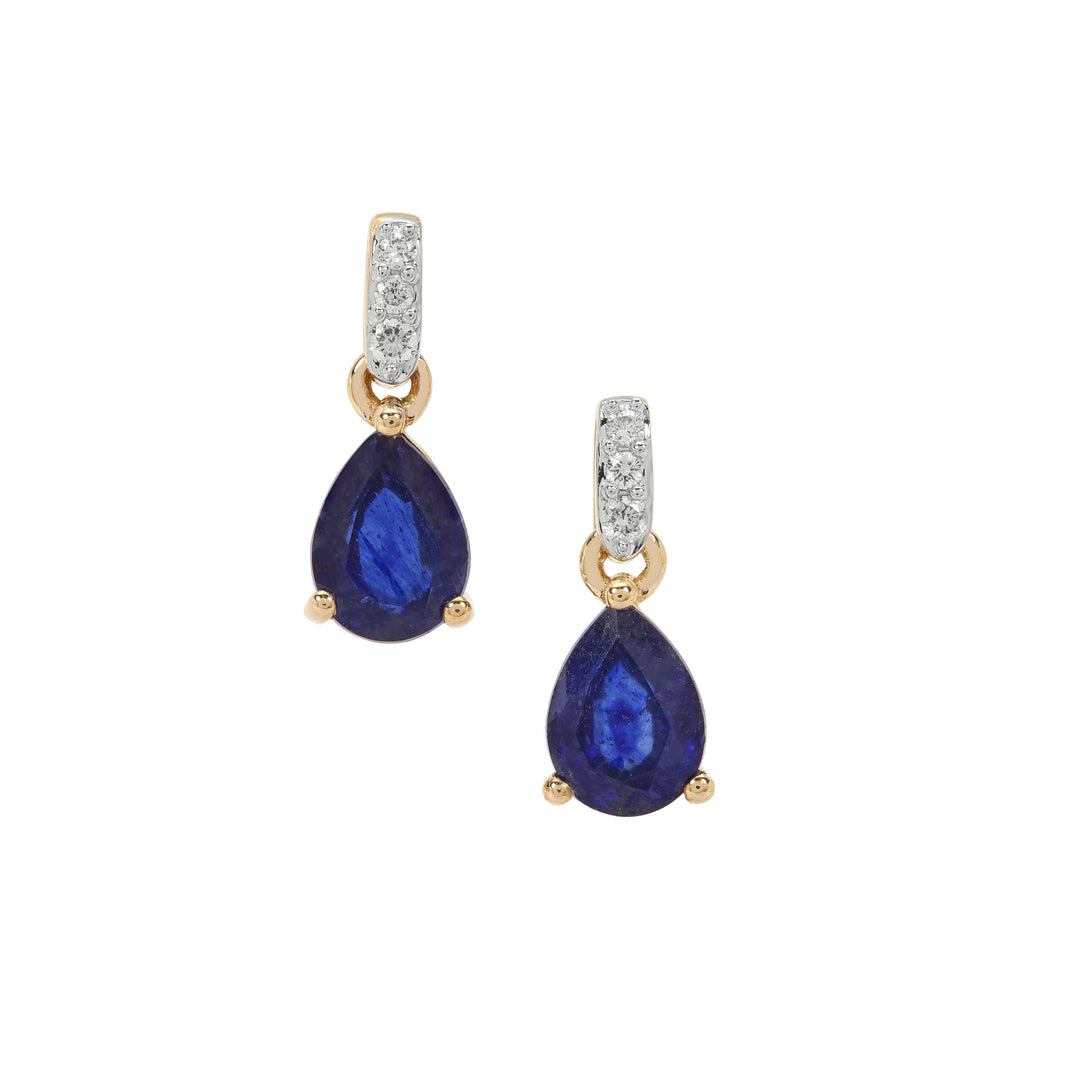 Classic Gold Earring with Blue Sapphire and Diamond(EQNK65)