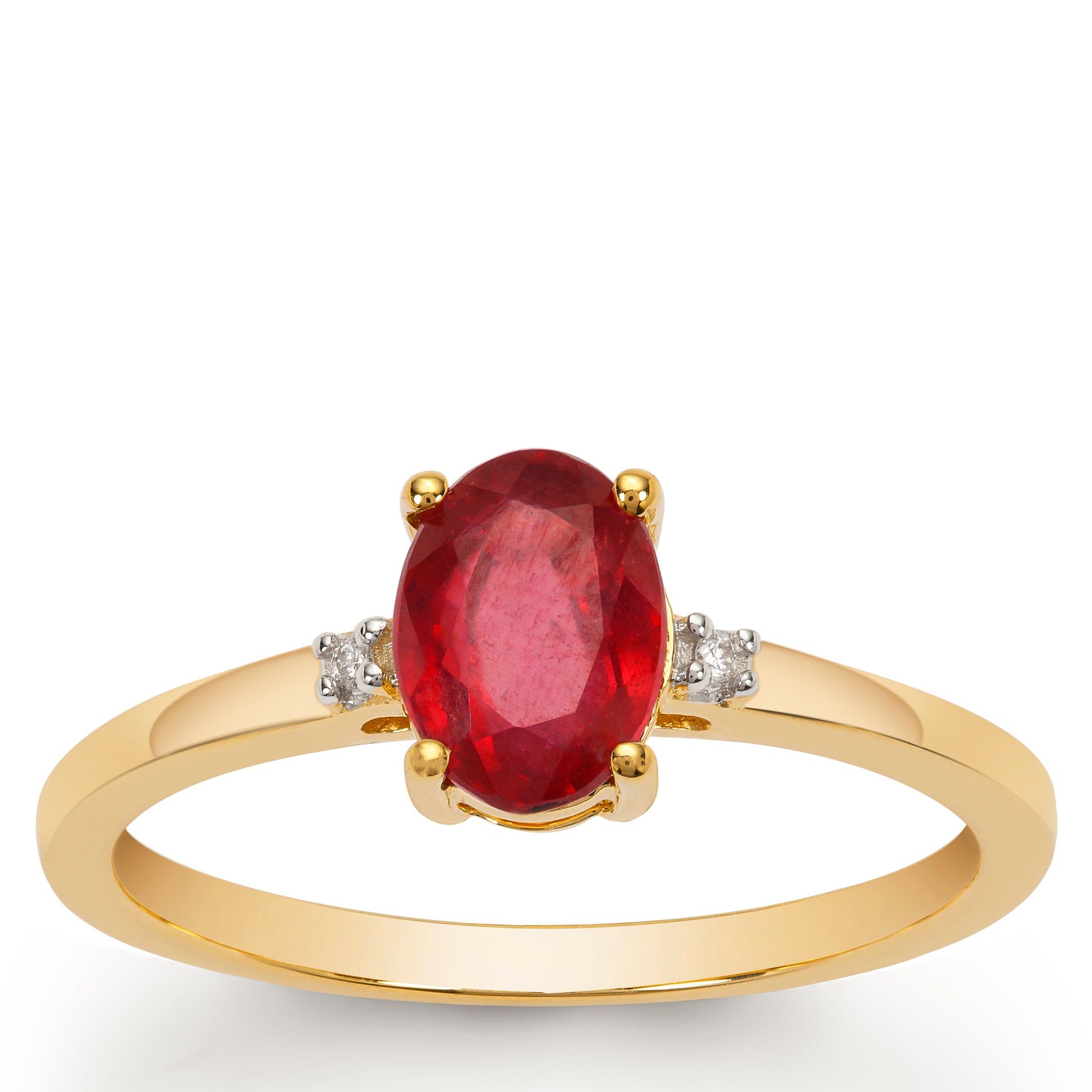 Classic Gold Ring with Ruby and Diamond(ESNK10)