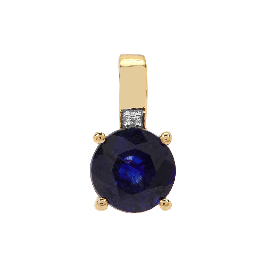 Classic Gold Pendant with Blue Sapphire and Diamond(EVNK16)