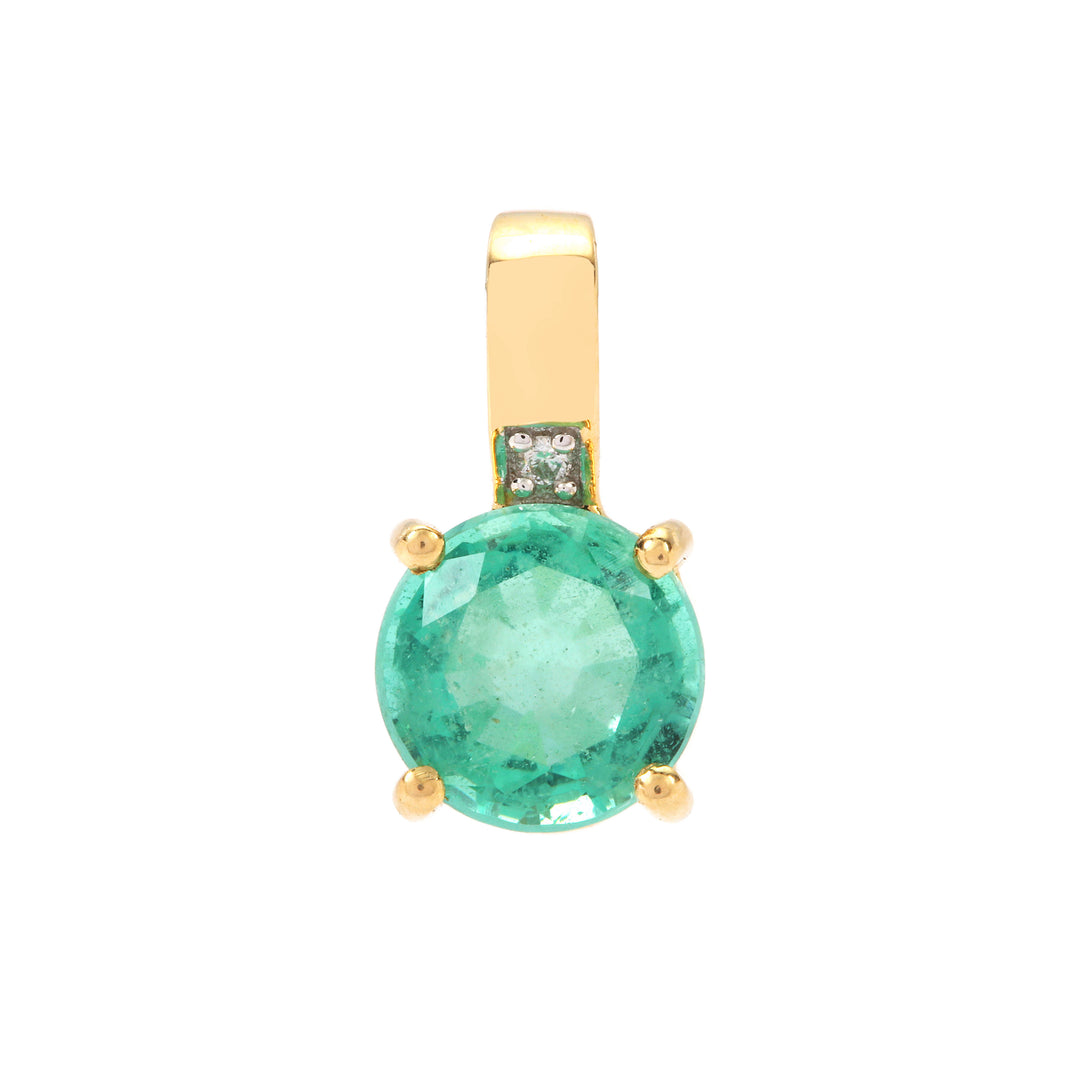 Emerald and Diamond Pendant in 14KY Gold(EVNK16)