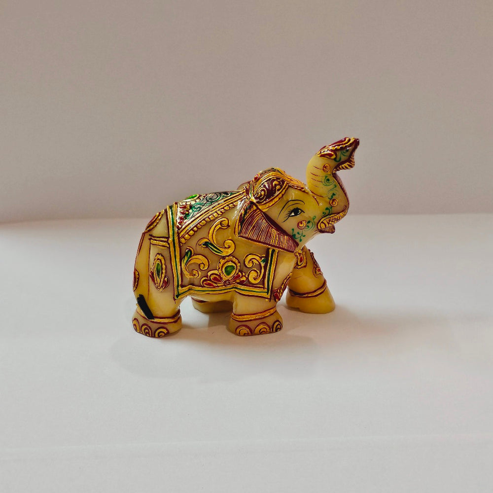 Yellow Aventurine Elephant (Gaja) Painted Idol