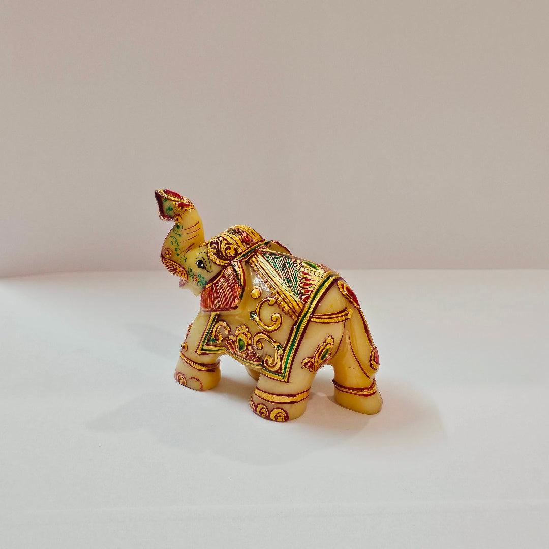 Yellow Aventurine Elephant (Gaja) Painted Idol