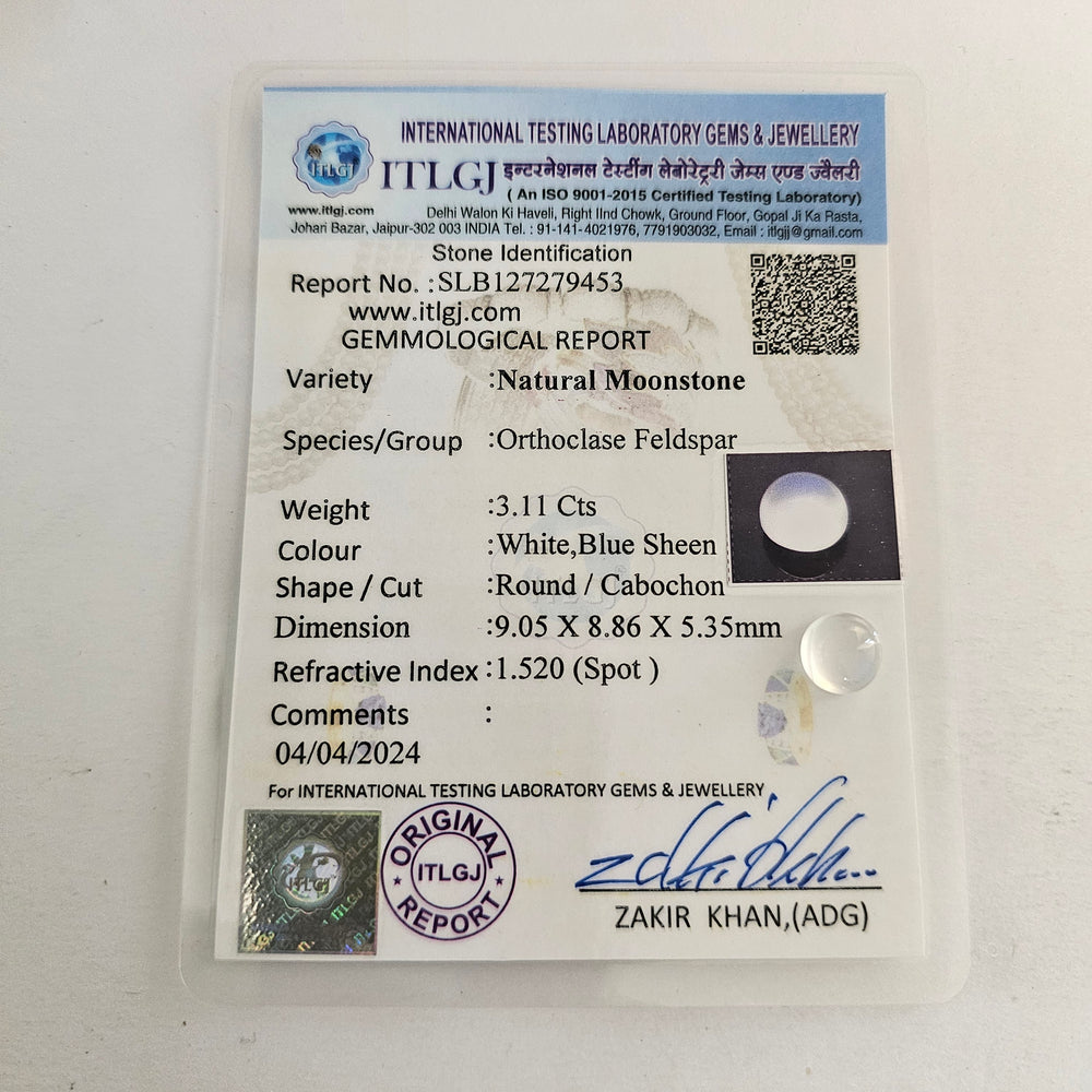 Certified Moonstone 3.10 Cts (3.41 Ratti)