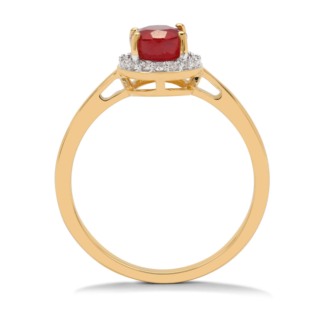 Classic Gold Ring with Ruby and Diamond(FINK98)