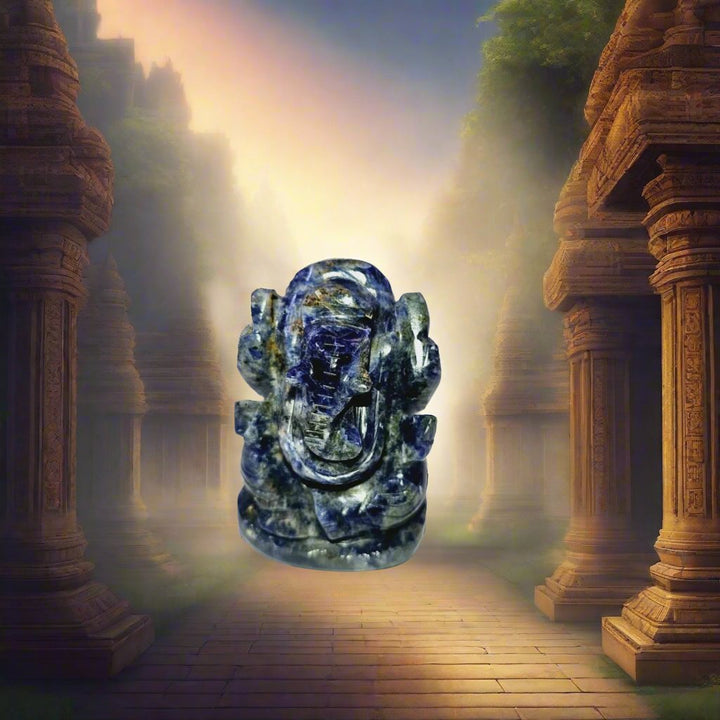 Lapis Lazuli Ganesha Statue Natural Gemstone Handmade | Health and Wealth