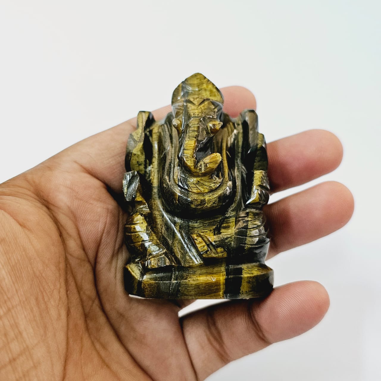 Tiger's Eye Ganesha Natural Gemstone Idol