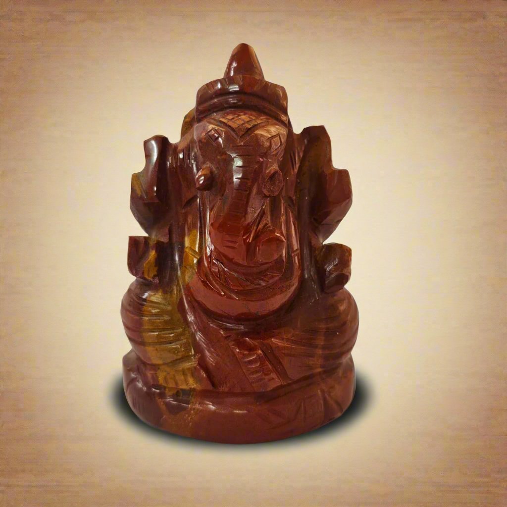 Red Jasper Ganesha Natural Gemstone Idol | Figure Luck Wealth