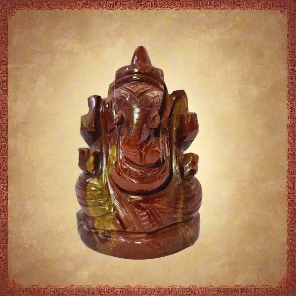 Red Jasper Ganesha Natural Gemstone Idol | Figure Luck Wealth