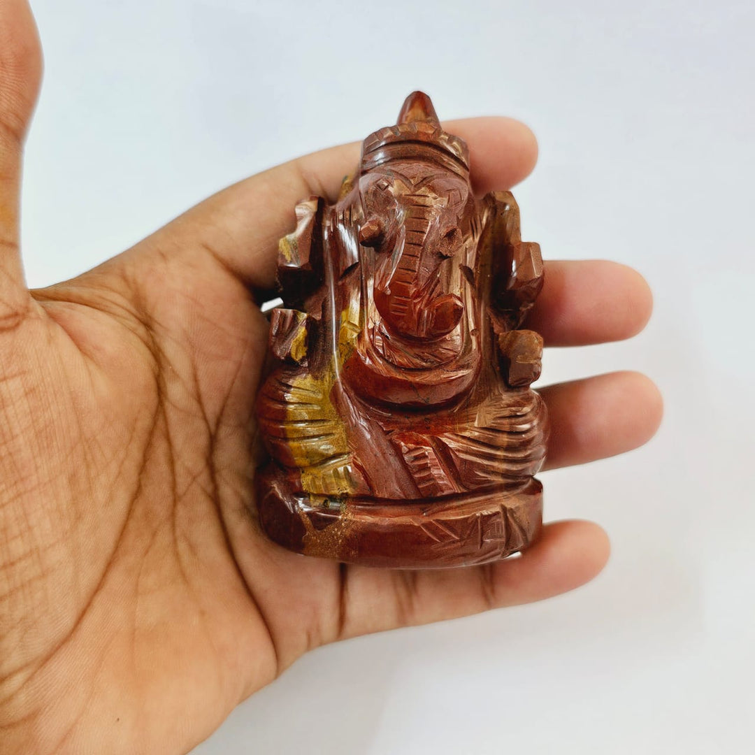 Red Jasper Ganesha Natural Gemstone Idol | Figure Luck Wealth