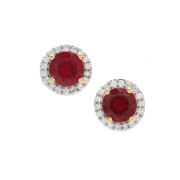 Classic Gold Earring with Ruby and Diamond(GJNK23)