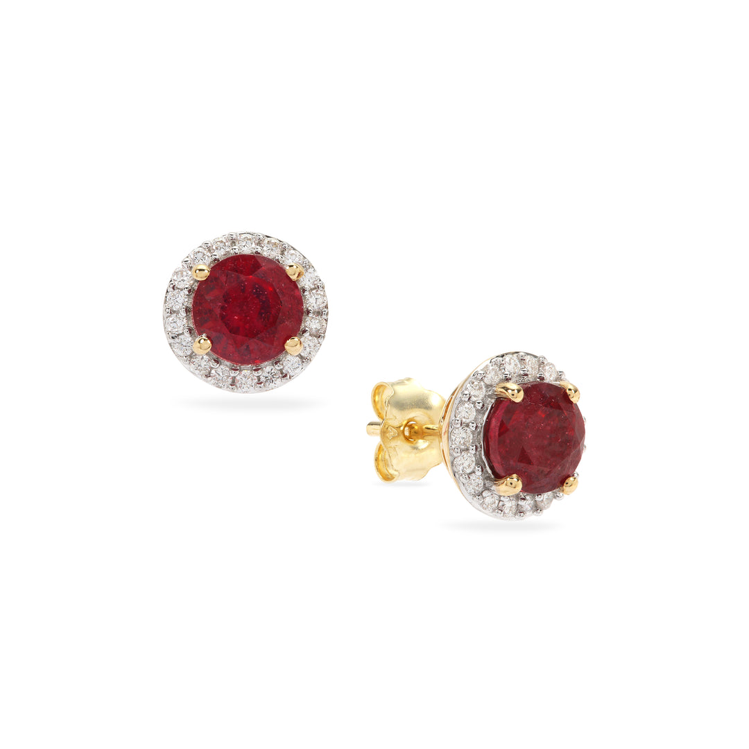 Classic Gold Earring with Ruby and Diamond(GJNK23)