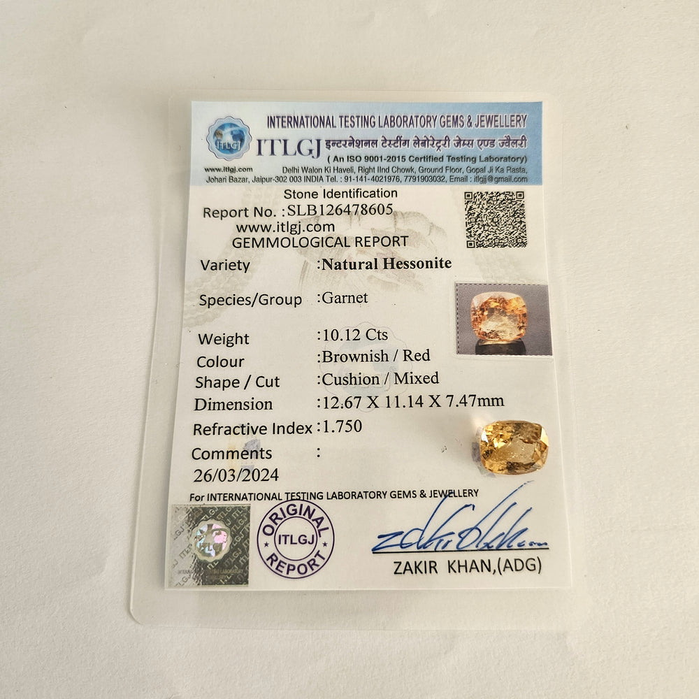 Hessonite (Gomed) 10.10 Cts (11.11 Ratti) Sri Lanka (Ceylon)