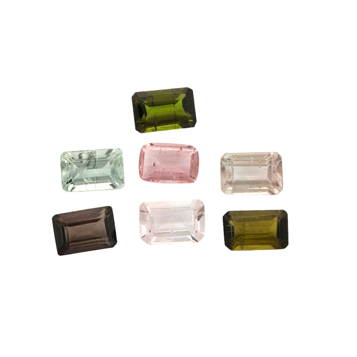 7Pc Lot Rainbow Tourmaline (Octagon 6x4mm) 4.30 Carats