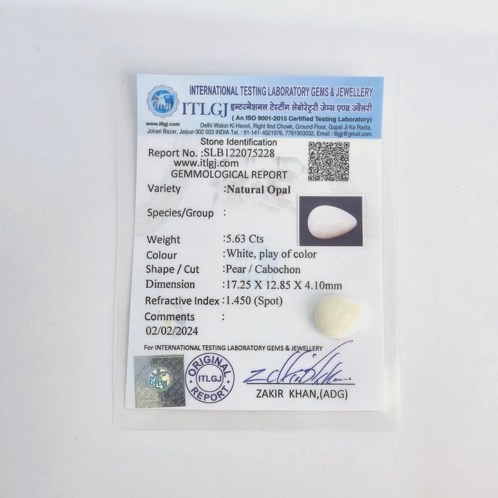 Certified Australian Opal 5.64 Cts (6.20 Ratti) GXOC35