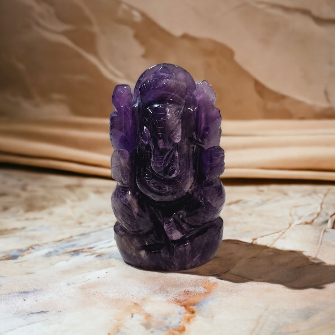 Amethyst Ganesha Idol | Prosperity Ganesha Figure | Statue Luck Wealth