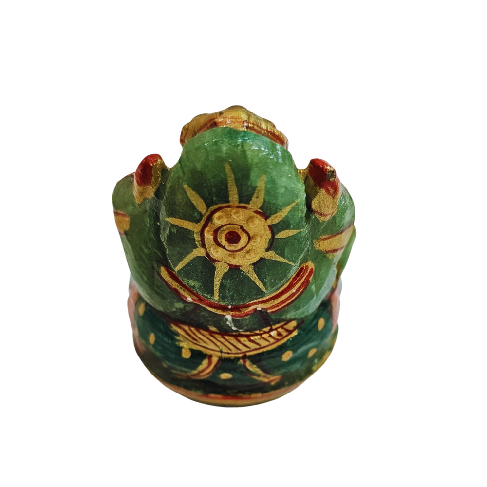 Green Aventurine Ganesha Painted Natural Gemstone Idol