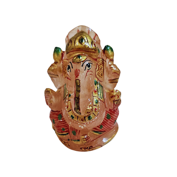 Rose Quartz Ganesha Painted Idol