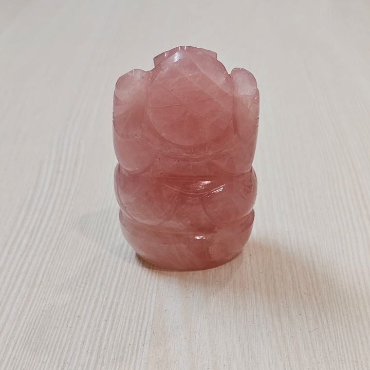 Ganesh Carving Handmade in Rose Quartz| Natural Gemstone Idol