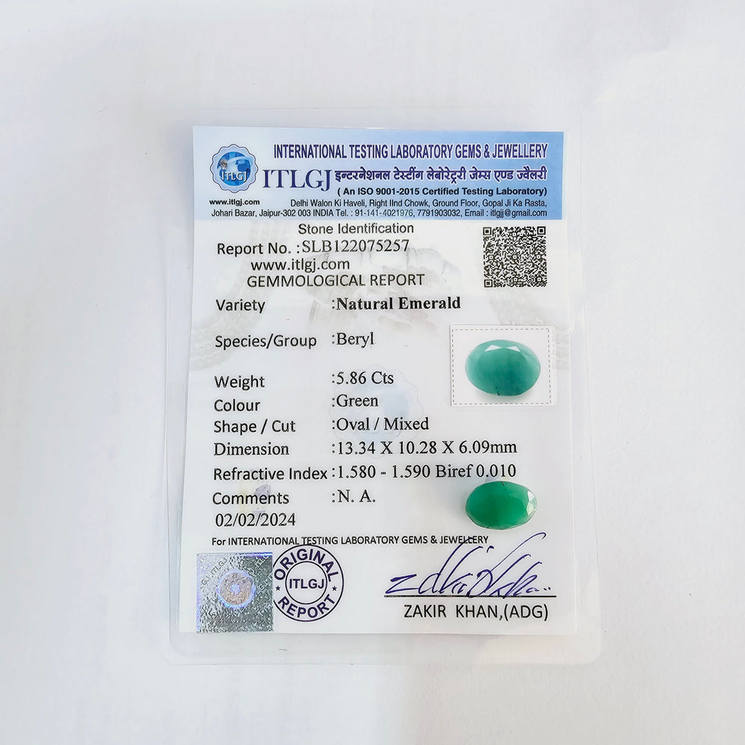 Zambian Emerald (Panna) 5.85 Cts (6.44 Ratti) Zambia