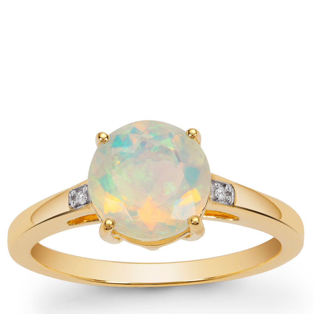 Radiant Opal Diamond and 14k Gold Ring(HXNK28)