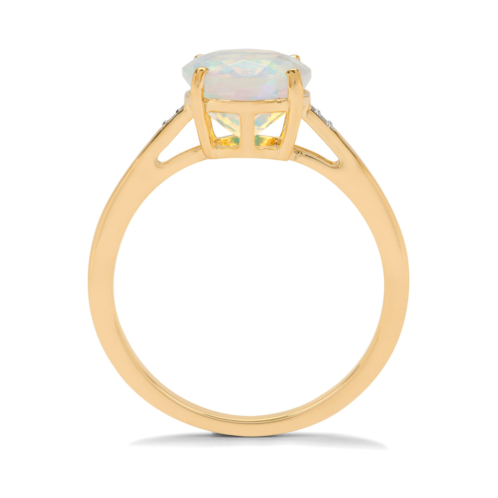 Radiant Opal Diamond and 14k Gold Ring(HXNK28)