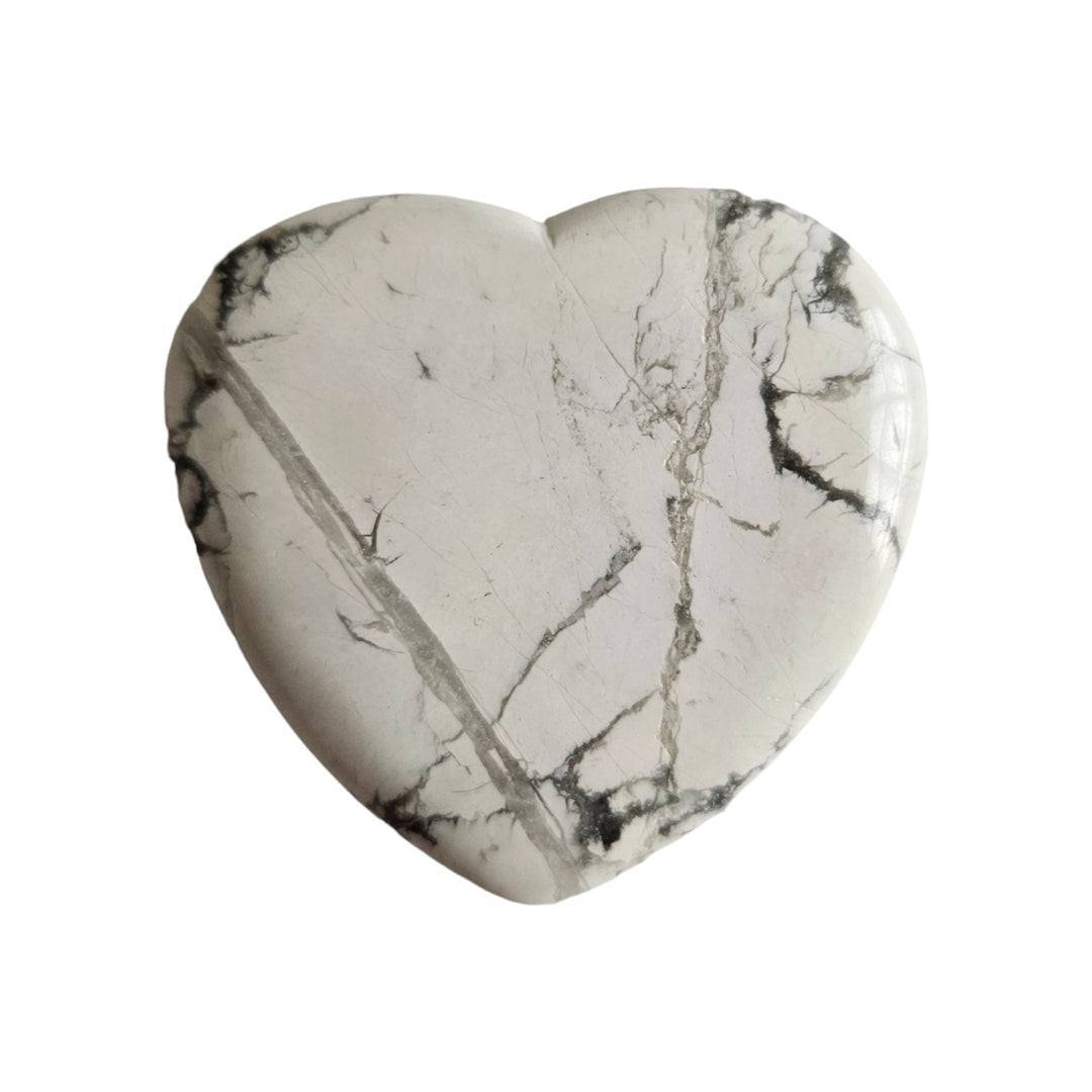 White Howlite Heart Palm Stone (41gm)