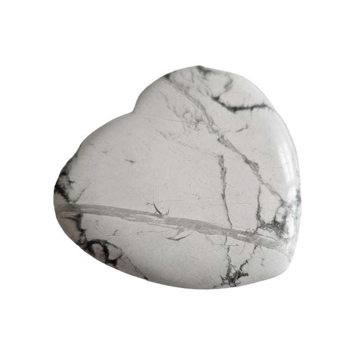 White Howlite Heart Palm Stone (41gm)