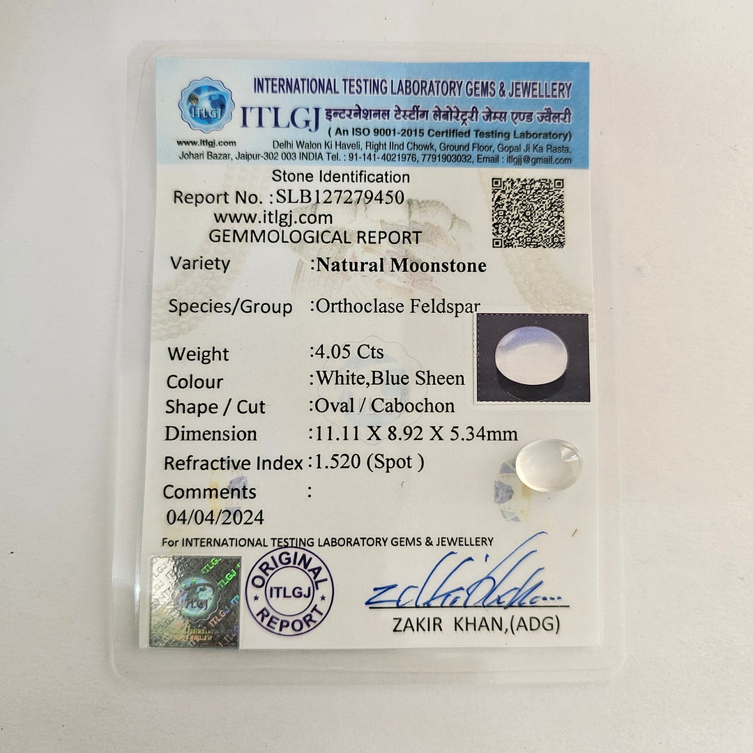 Certified Moonstone 3.85 Cts (4.23 Ratti)