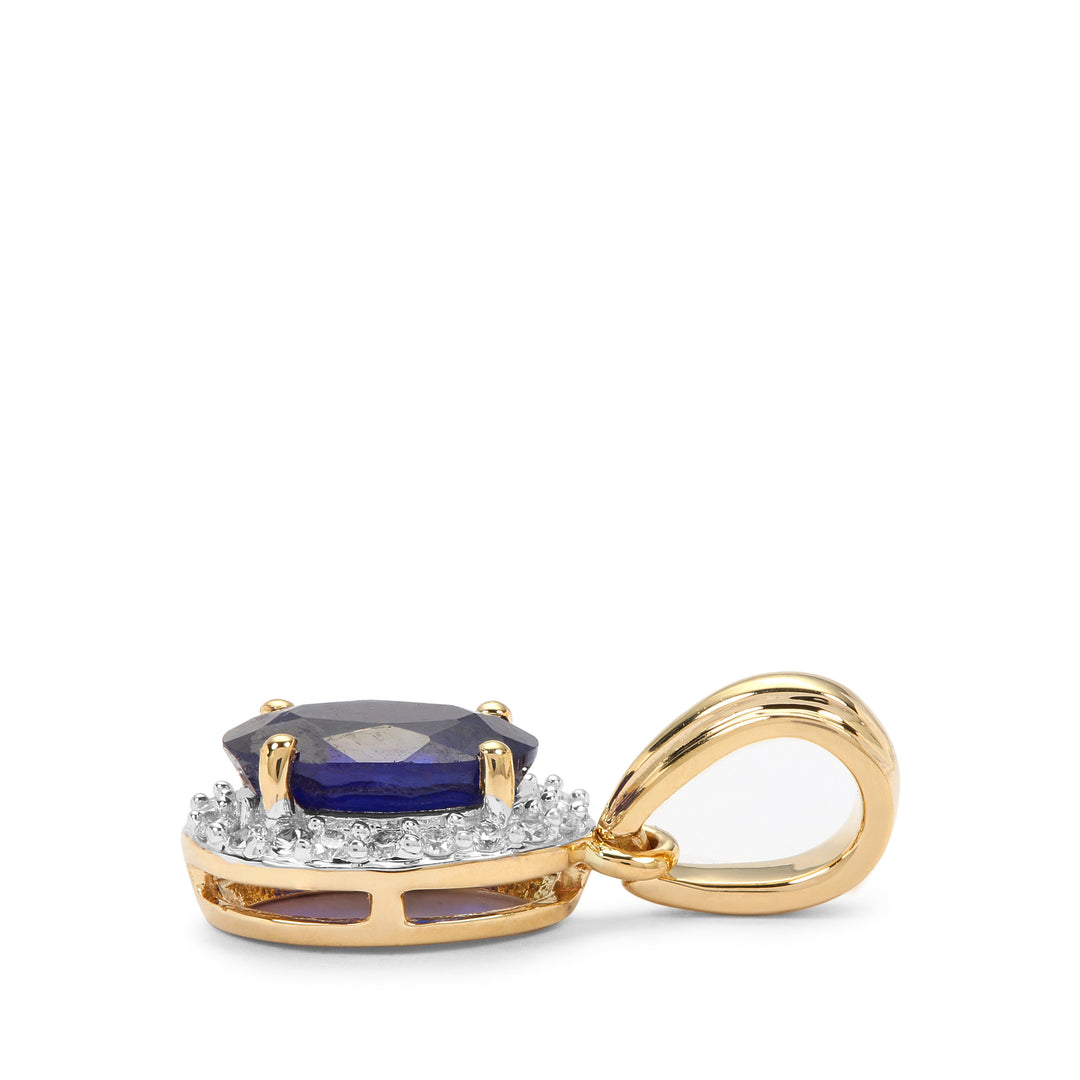 Classic Gold Pendant with Blue Sapphire and Diamond(IGNK72)