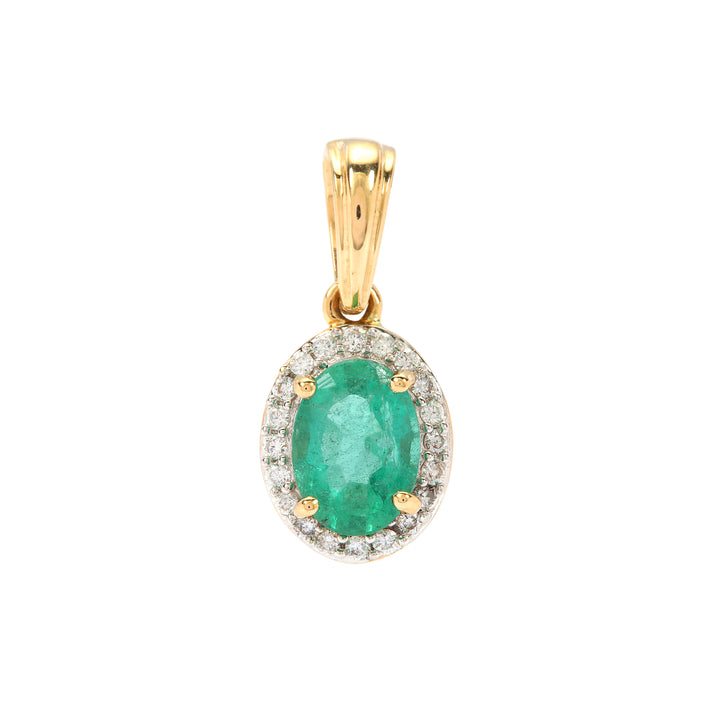 Emerald and Diamond Pendant in 14KY Gold(IGNK72)