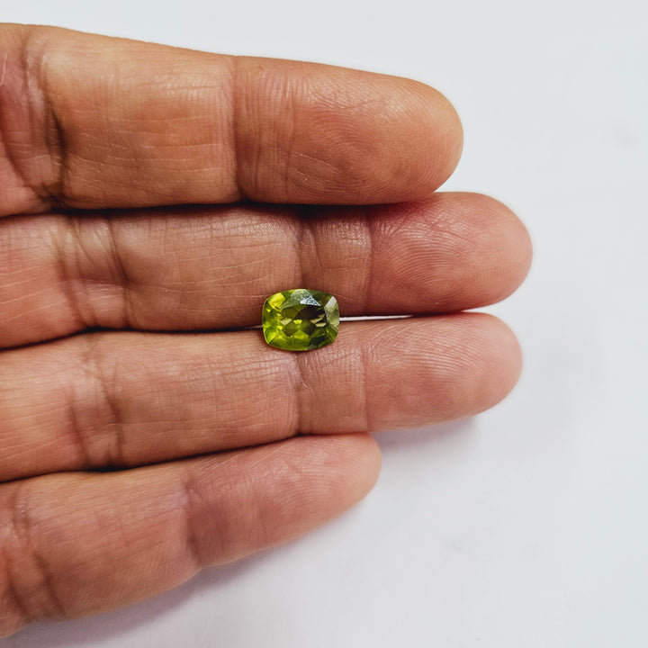 Certified Peridot Cushion 2.62 Carats