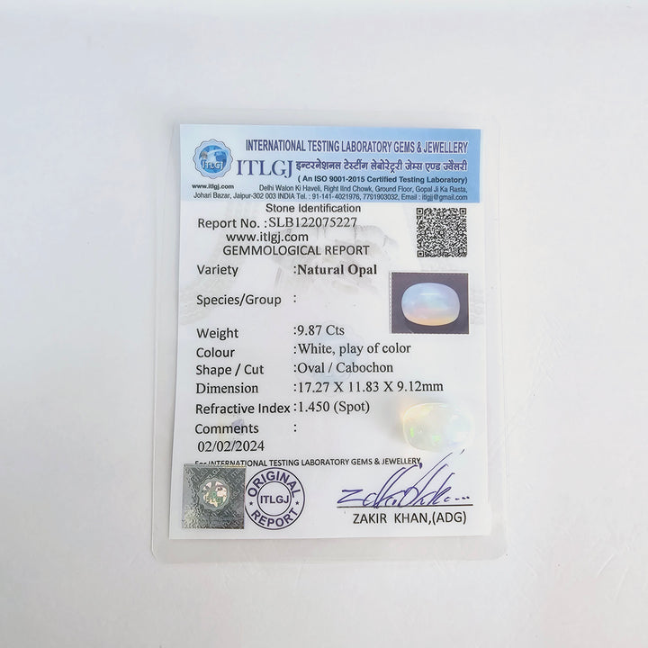 Certified Opal 9.58 Cts (10.53 Ratti)