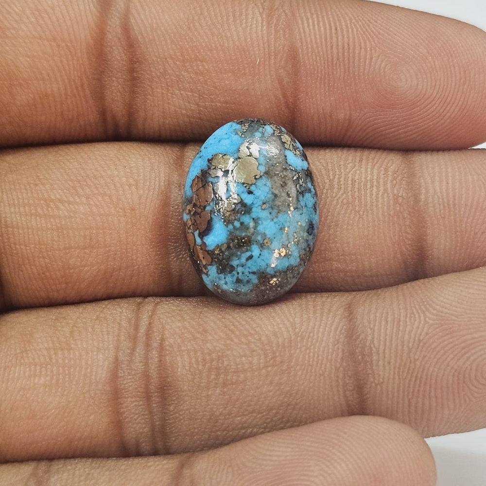Certified Nishapuri Turquoise (Firoza) Oval 12.42Cts (13.66Ratti) JNZI50