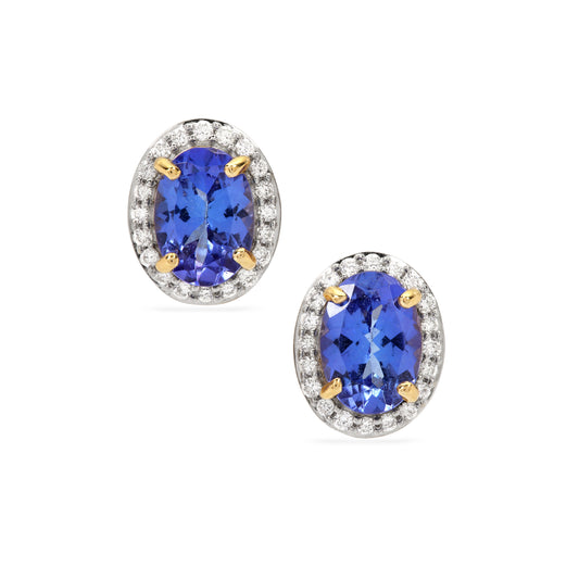 Tanzanite and Diamond Earring Studs in 14k Gold (JZNK86T)