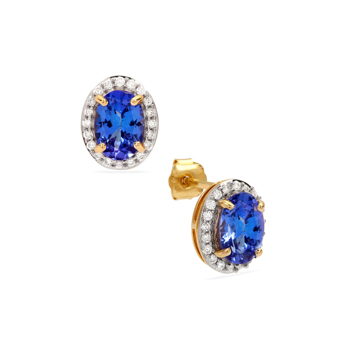 Tanzanite and Diamond Earring Studs in 14k Gold (JZNK86T)