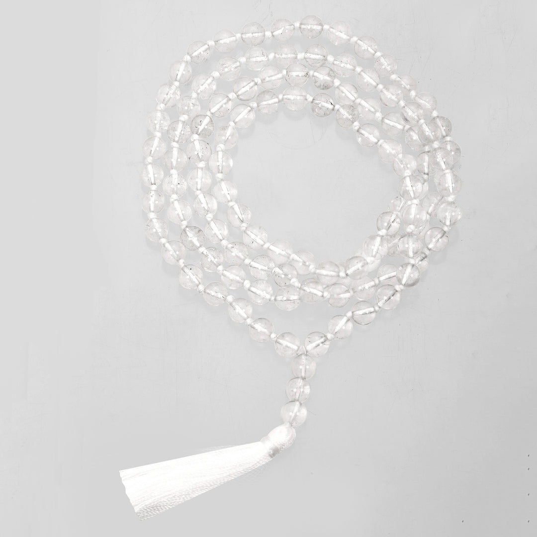 Jain Jaap Mala in Clear Quartz(Sphatik) 108+3 Beads