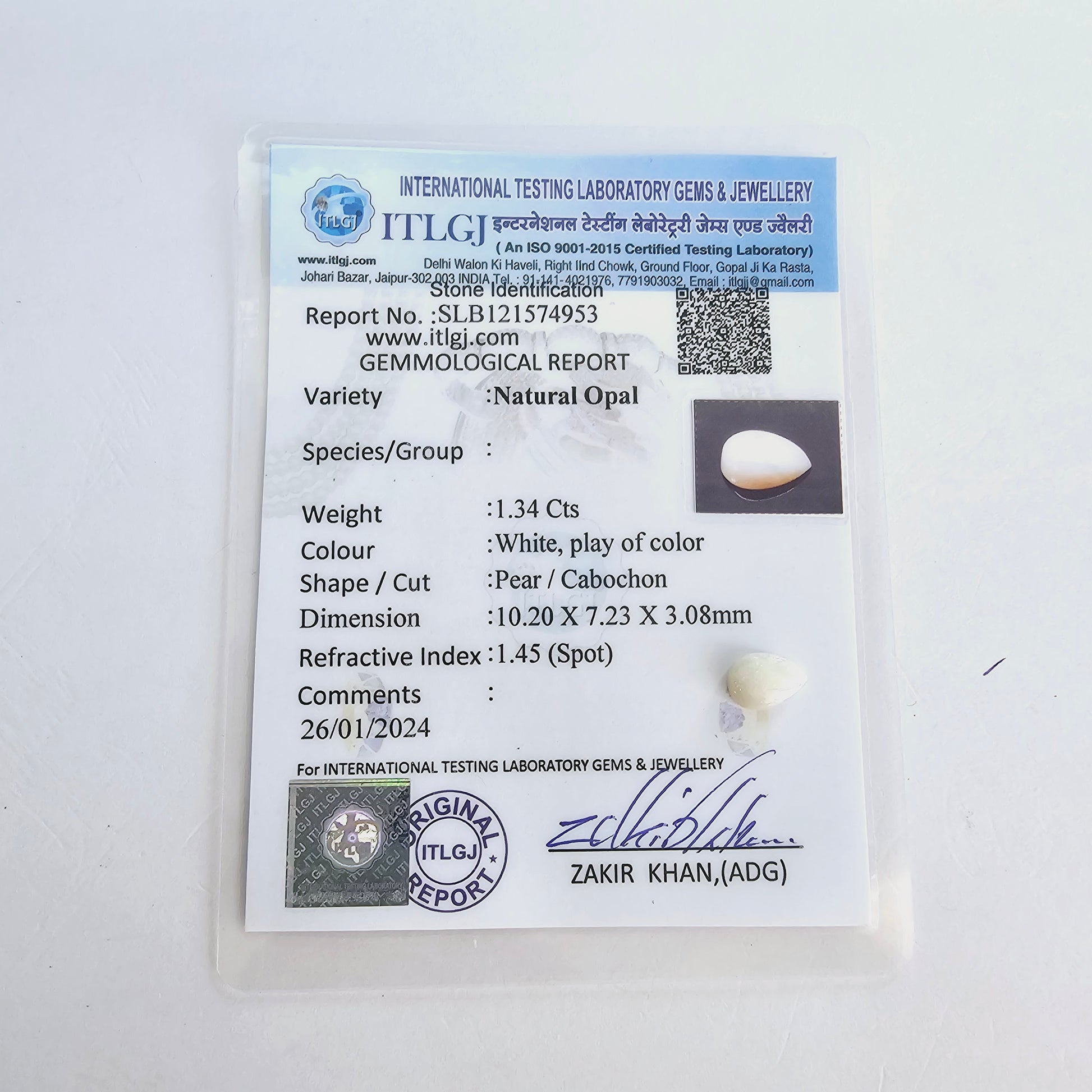 Australian Opal Pear 0.80 Carats KJCI42