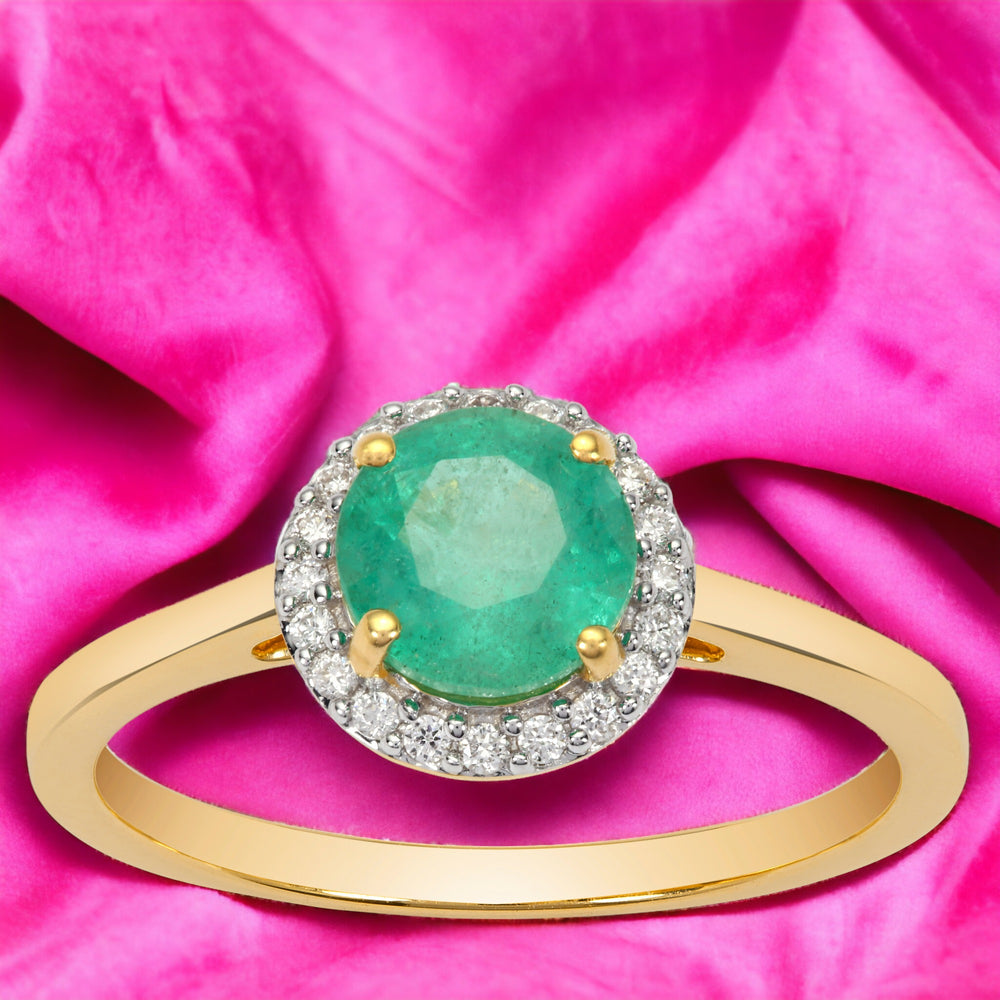 Emerald and Diamond Ring in 14KY Gold(KNNK48E)
