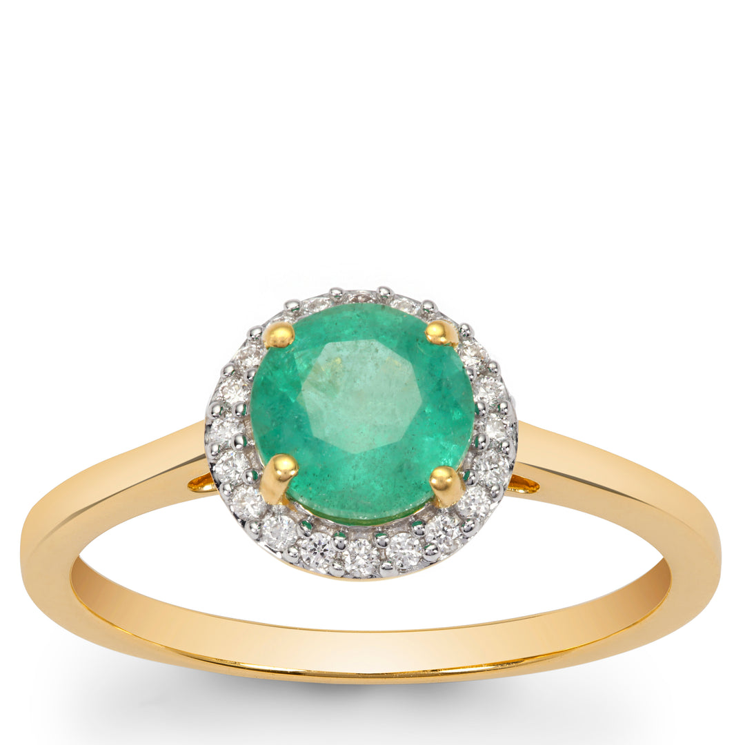 Emerald and Diamond Ring in 14KY Gold(KNNK48E)
