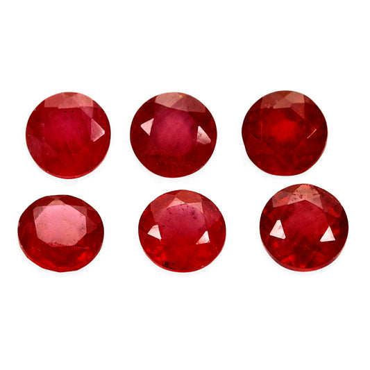 2Pc Lot Ruby 5x5mm 1.20 Carats