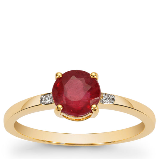 Classic Gold Ring with Ruby and Diamond(LENK74)