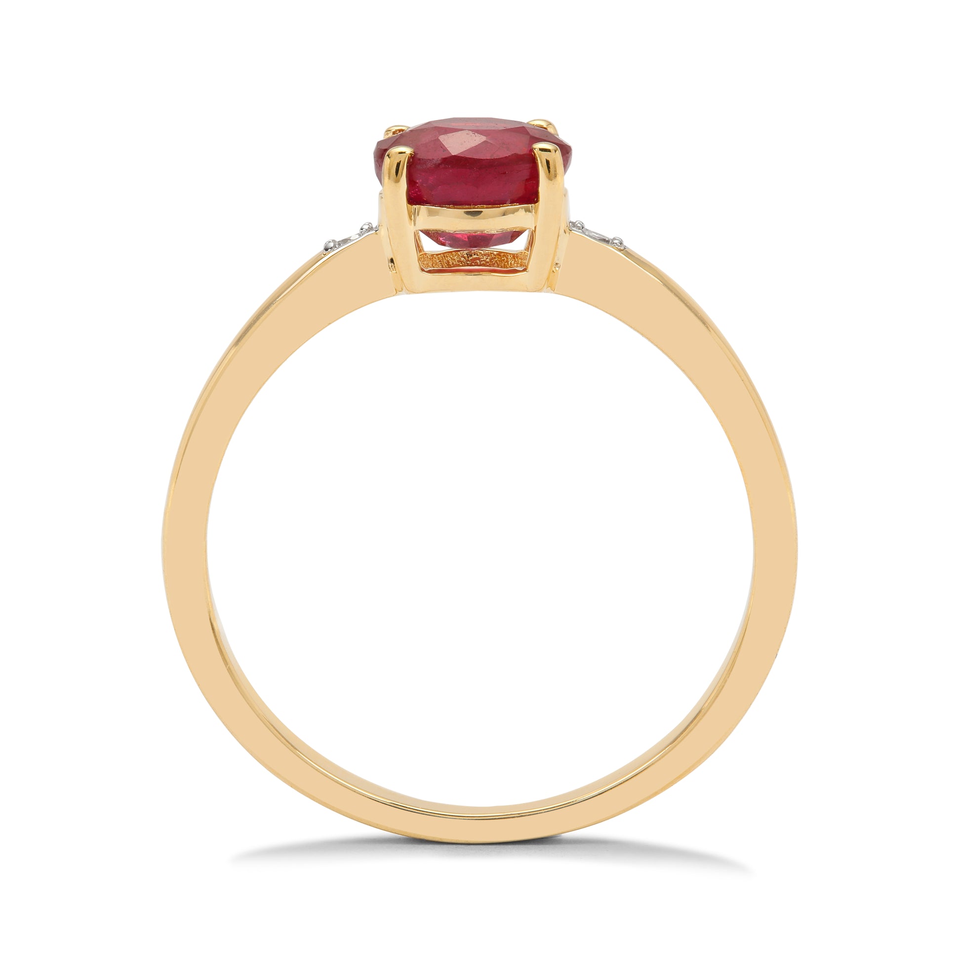 Classic Gold Ring with Ruby and Diamond(LENK74)