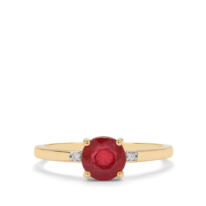 Classic Gold Ring with Ruby and Diamond(LENK74)