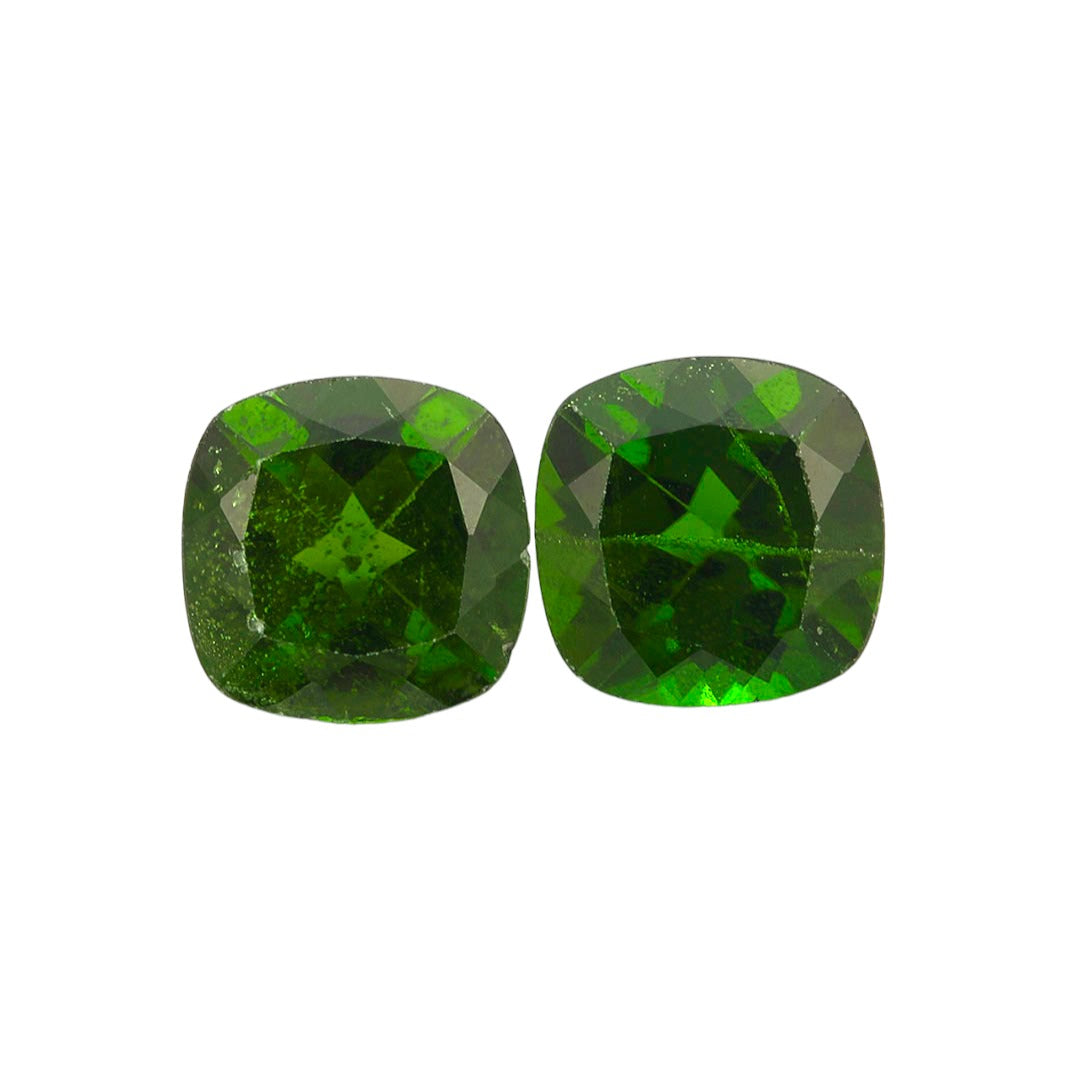 Chrome Diopside Cushion Pair 4.25 Carats