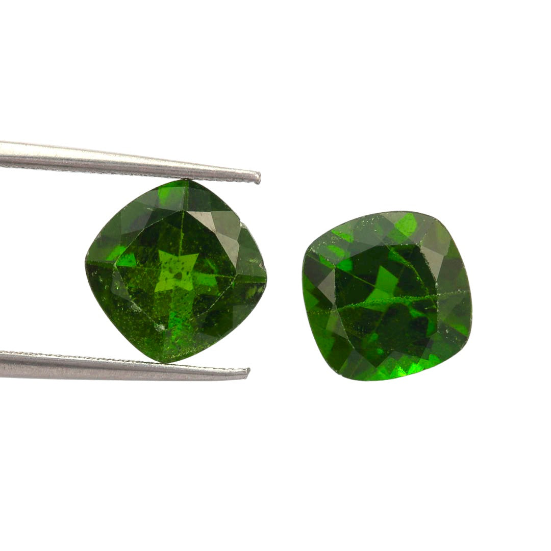 Chrome Diopside Cushion Pair 4.25 Carats