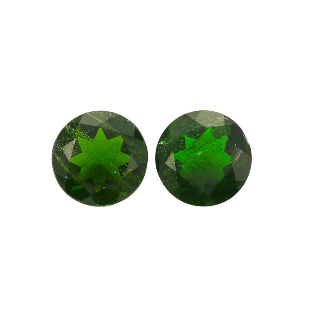 Chrome Diopside Pair Round 9mm 4.90 Carats