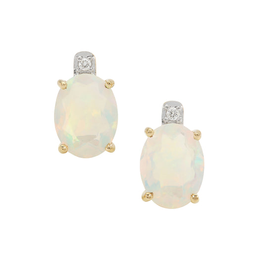 Radiant Opal Diamond and 14k Gold Earring Studs(LVNK01)