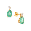 Emerald and Diamond Earring Studs in 14KY Gold(MFNK02)
