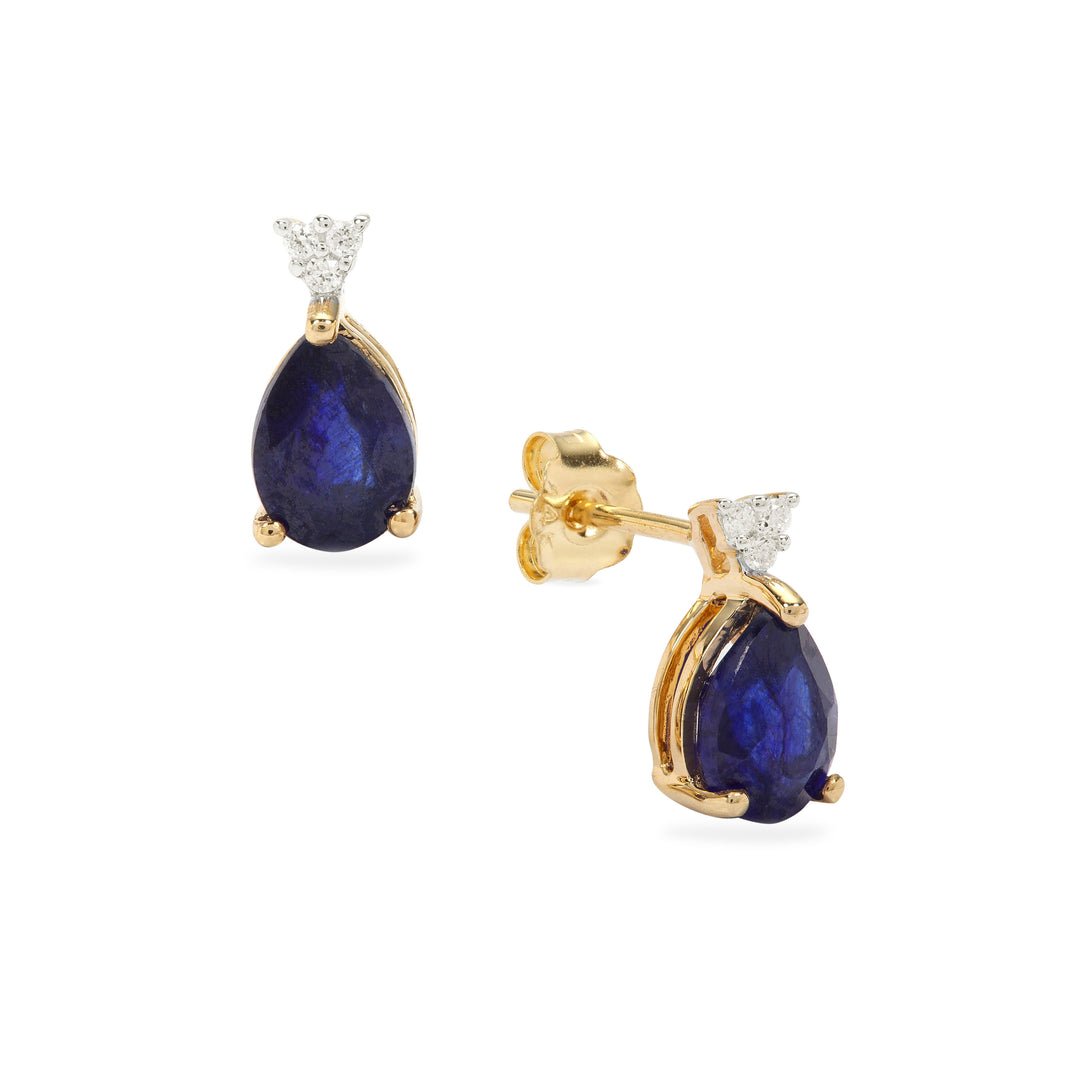Classic Gold Earring with Blue Sapphire and Diamond(MFNK02)