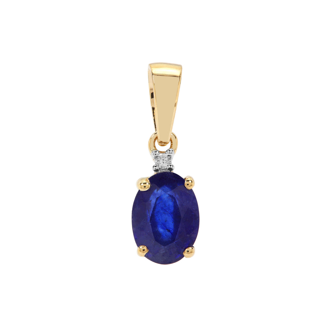 Classic Gold Pendant with Blue Sapphire and Diamond(MHNK83)